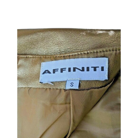 Affiniti Small Gold  Polyester Blend Zippered Back-belt waist-knee length Skirt - Picture 2 of 9